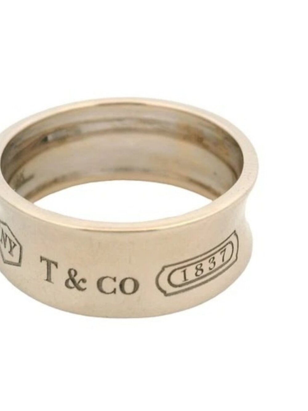 Tiffany & Co Solid 18kt White Gold 1837 Medium Concave Band Size 7 - Picture 5 of 6